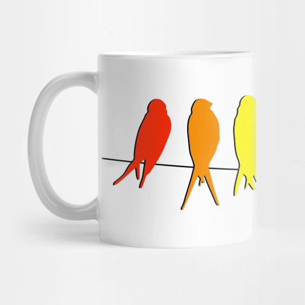 Rainbow Birds on a Line by ColorFlowCreations